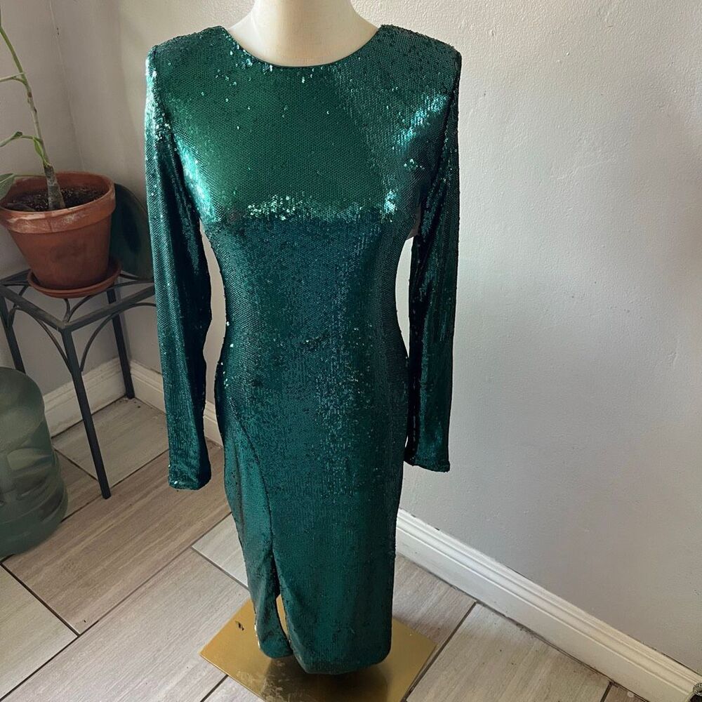 Dress the Population Natalie Dress, Style# DDR270-1233, Size medium Deep Emerald